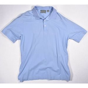 Daniel Cremieux Solid Blue Mens Short Sleeve Polo Shirt Size Large